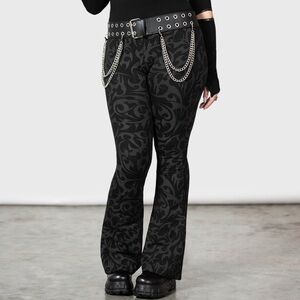Killstar Black Gothic Patterned Flare Pants